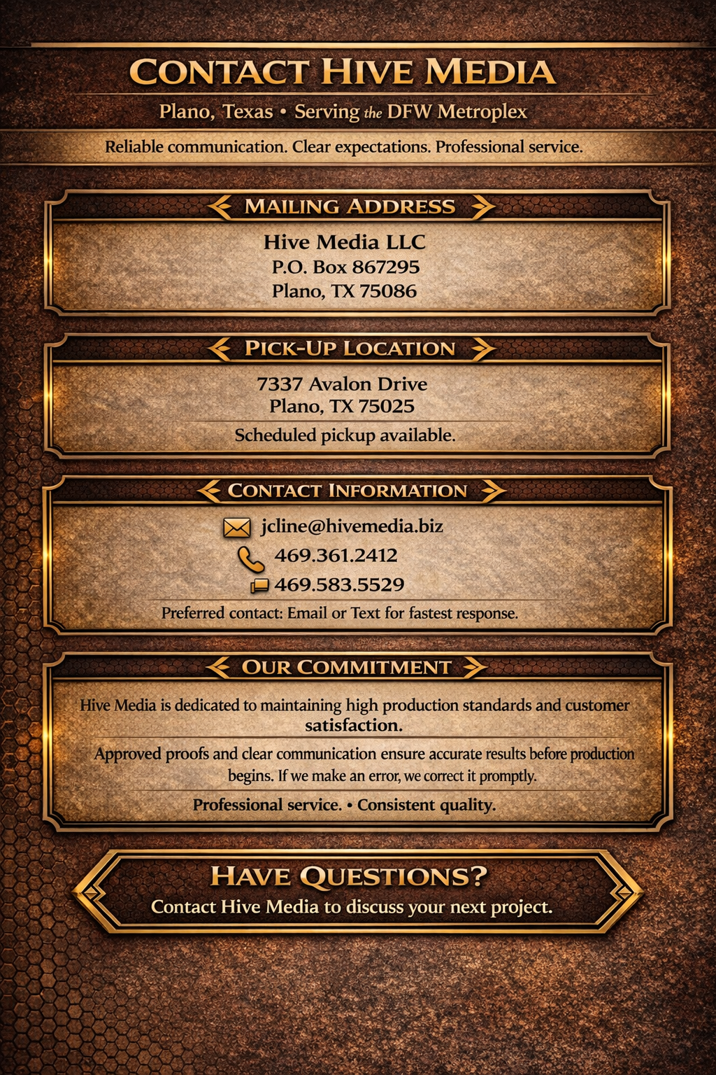 Hive Media contact information