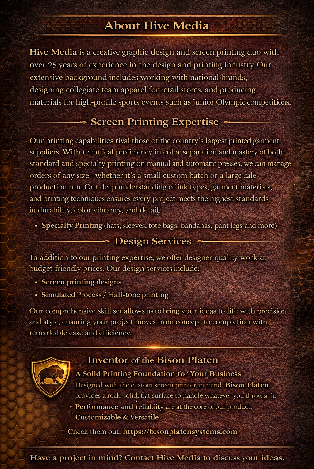 About Hive Media: screen printing and graphic design in Plano, TX